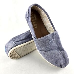 TOMS Women's Chambray Denim Canvas Slip On Flats Shoes Casual Size 7